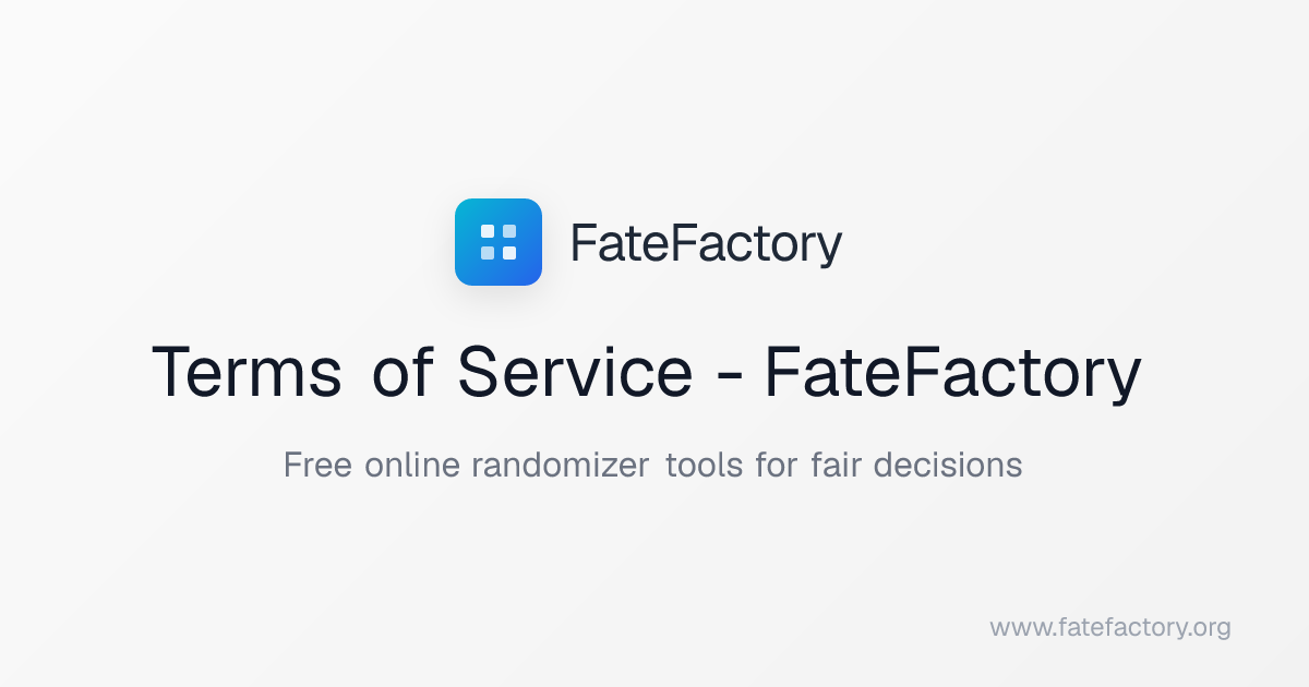 Terms of Service - FateFactory